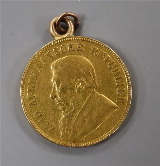 A South African 1898 gold I pond (with pendant mount)